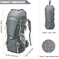 Tas punggung camping kapasitas besar, tas ransel berkemah, tas hiking, tas lapangan, ringan, kapasitas besar, kustom, 55 liter