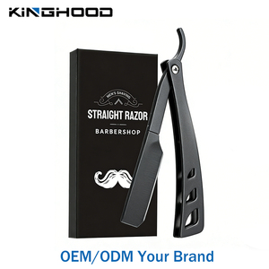 Rasoio a Mano Libera Professionale da Barbiere per Salone con Logo Personalizzato, Lama Singola di Sicurezza, Manico in Metallo Nero per <span class=keywords><strong>Rasatura</strong></span> Viso e <span class=keywords><strong>Barba</strong></span> da <span class=keywords><strong>Uomo</strong></span> - Product Image 1