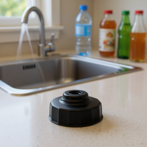 Tapa de Botella de Plástico Negra con Centro Roscado para Envases de Bebidas - Product Image 3