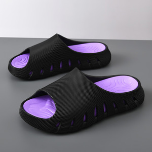 Men's Outdoor <b>Slides</b> Thick Soled Platform Breathable Non <b>Slip</b> Comfortable Beach Sports Sandals Black Purple - Product Image 1