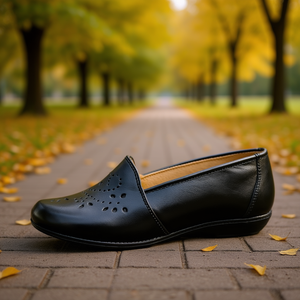 Chaussures plates en cuir pour femmes Angelina, modèle 284, bout rond, à enfiler, chaussures de marche d'automne, talon plat léger, style décontracté - Product Image 2