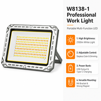 Lampe de travail LED portable étanche W8138-1 avec base magnétique, Type-C, 4000 mAh, 1000+ Lumens pour la réparation automobile, l'atelier, le jardin et l'utilisation routière