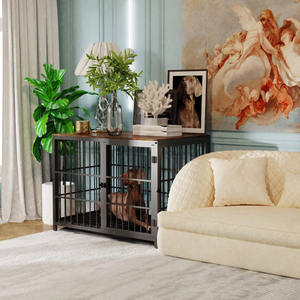 כלובי מקורה בכלובים לכלות כלבים מעץ בגודל בינוני עץ עם <span class=keywords><strong>3</strong></span> דלתות ומגש נשלף 78.5x56.5x65 ס "מ - Product Image 4