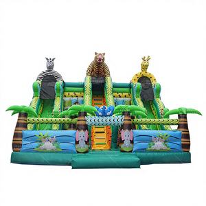 Winsun Château Gonflable Commercial Thème Animaux de la Jungle, Taille Personnalisée, en PVC, Sans Plomb, Ignifuge et Étanche, pour Ville de Jeux - Product Image 1