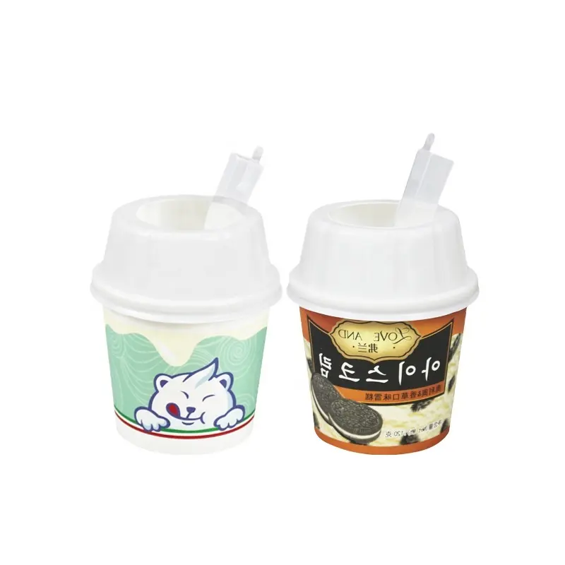 Yoğurt kabı dondurma kağıt tek kullanımlık dondurulmuş toptan baskı özel Logo tarzı renk