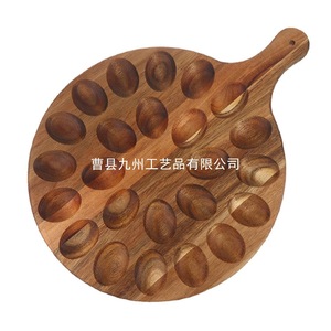 ชั้นวางไข่ไม้ทรงกลม ชั้นวางไข่ในครัวแบบแบ่งช่อง ทำจากไม้เนื้อแข็ง - Product Image 5