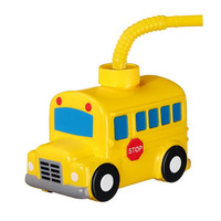Gobelets jetables en PP avec couvercle pour fête d'anniversaire sur le thème du bus scolaire jaune pour enfants, avec motif de dessin animé
