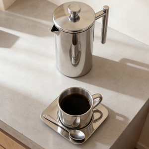 Cafetera <span class=keywords><strong>Francesa</strong></span> de Acero Inoxidable 304SUS con Pulido Espejo y Juego de Tazas y Platillos <span class=keywords><strong>para</strong></span> Uso Doméstico, Herramientas de Barista - Product Image 4