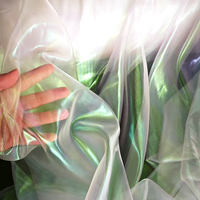 Kain Organdy Kaca Holografik Iridescent Polos, Lembut Halus untuk Rok Anak Perempuan & Kostum Panggung Grosir