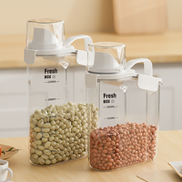Distributeur de farine de céréales avec bec verseur et tasse doseuse, bac de stockage alimentaire sec transparent en PP pour cuisine, capacité 1L, pour céréales, flocons d'avoine, aliments pour animaux