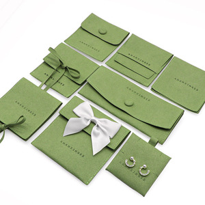 カスタムロゴマイクロファイバースナップボタンジュエリー収納バッグ挿入パッド付きジュエリーホルダージュエリーポーチ - Product Image 4