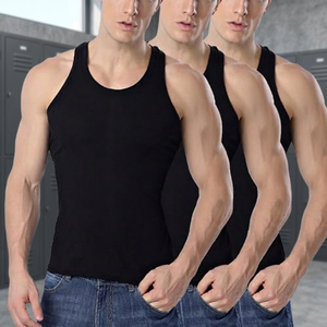 Débardeur à capuche décontracté en coton tricoté respirant 100 % coton pour homme, vêtement de sport, musculation, motif uni, 140g, teint en pièce - Product Image 3