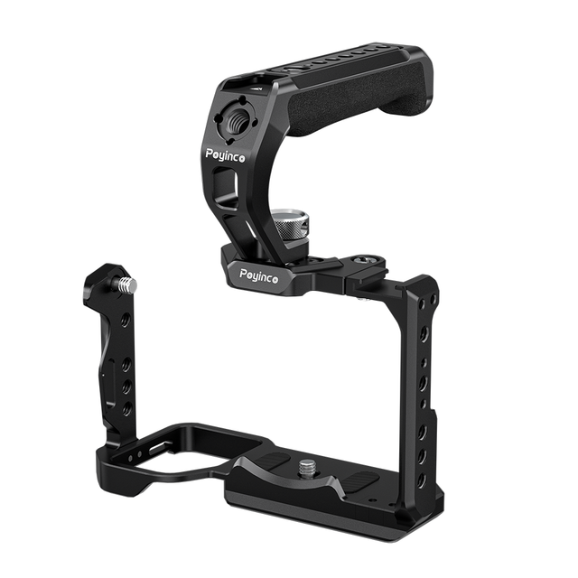 Aluminum Alloy Camera Cage Kit for Sony FX30 FX3 Lightweight Handheld Camera Rig with Top Handle Grip & Cold Shoe Mount
