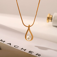 Collier pendentif goutte d'eau en acier inoxydable plaqué or 18 carats, nouvelle mode INS, accessoires de cou de luxe haut de gamme pour femmes