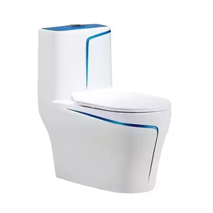 Inodoro de Cerámica de Una Pieza, Moderno y de Lujo, con Detalles en Dorado, Descarga por Sifón, para Baño de Hotel, Villa u Hogar Moderno - Product Image 4