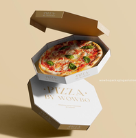 Pochettes à pizza pliables personnalisées en carton ondulé noir, jetables et recyclables, conformes aux normes alimentaires, avec votre propre logo et finition mate (OEM)