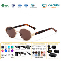 Lunettes de soleil Everglint, best-seller, petites, ovales, en acétate avec métal, vintage, polarisées UV400, monture étroite rétro, mode homme femme