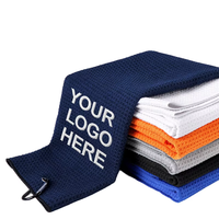 Serviette de golf en tissu gaufré de qualité supérieure avec mousqueton, couleurs vives, en microfibre, pour le nettoyage du club de golf, serviettes de golf personnalisables avec logo