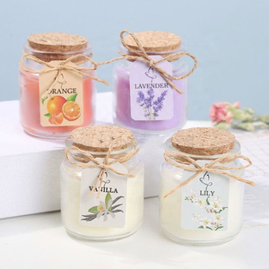 Bougie en mélamine parfumée à la vanille dans un pot en plastique avec couvercle en liège, porte-bougie rond pour la décoration de la maison, qualité alimentaire - Product Image 5