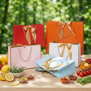 Sacs cadeaux <span class=keywords><strong>de</strong></span> mariage personnalisés en papier d'art biodégradable et recyclable, imprimés offset, avec poignée en corde <span class=keywords><strong>de</strong></span> coton et estampage or, votre propre logo - Product Image 6