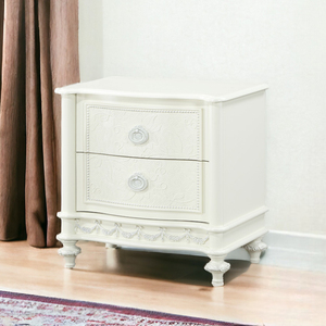 Ivory 2-<b>Drawer</b> Nightstand With Ornate Carving And Curved Legs <b>For</b> Bedroom <b>Storage</b> - Product Image 3