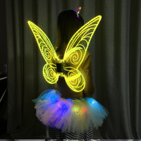 Ailes d'ange papillon en acrylique lumineuses LED multicolores pour défilé, performance, fête, déguisement de fée, accessoires de maquillage, portables, réutilisables, adultes