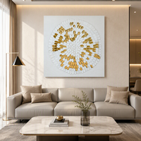 Peinture acrylique sur toile minimaliste personnalisée avec feuille d'or, grande peinture abstraite originale à texture épaisse, art mural, peinture acrylique faite à la main
