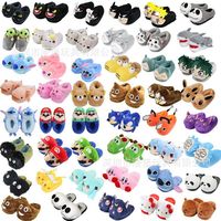Pantoufles en peluche de dessin animé en gros, pantoufles d'intérieur en coton pour couple, chaussures chaudes en coton pour la maison automne-hiver
