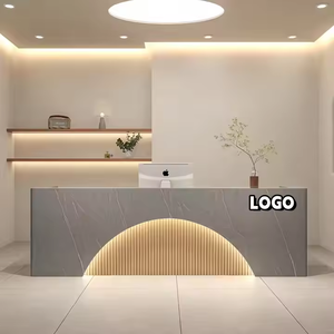 Custom Curved Reception Counter Modern Office <b>Desk</b> Furniture Glossy Piano Varnish Beauty Salon Reception <b>Desk</b> - Product Image 3