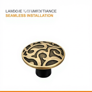 Bouton de tiroir rond en laiton traditionnel avec motif complexe pour poignée de meuble de maison ou de bureau - Product Image 5