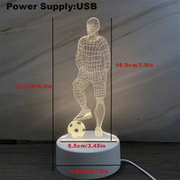 Lampe de table LED personnalisée en forme de joueur de football 3D, alimentée par USB, en acrylique, éclairage sportif pour la chambre à coucher, le salon, la table de chevet, décoration de la maison