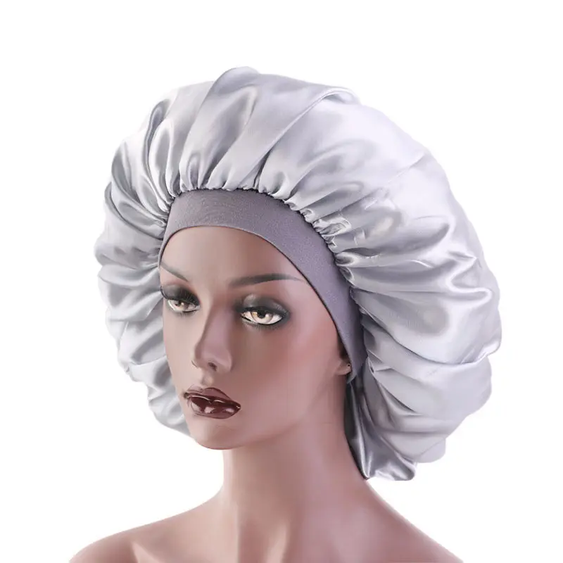Große 42cm reine farbe haar custom satin bonnet schlaf kappe für extra lange haar