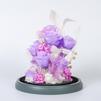 Boîte de fleurs romantiques pour la Saint-Valentin et la fête des mères, roses éternelles préservées faites à la main avec un dôme en verre
