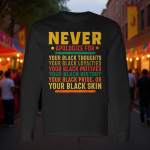 Non ti scusina mai per la tua essenza nera - T-shirt a maniche lunghe Black History Month Pride - Product Image 3