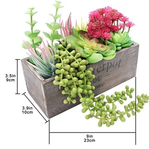 Lukcywind Vintage casale rettangolare in legno <span class=keywords><strong>succulente</strong></span> vasi in legno fioriera per centrotavola, panca fiocchi, piante grasse <span class=keywords><strong>giardino</strong></span> - Product Image 6