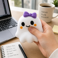 Jouet Squishy Fantôme d'Halloween - Jouet Anti-Stress en Plastique Doux et Mignon à Rebond Lent pour Soulager le Stress