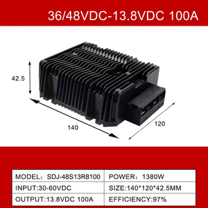 Convertidor CC/CC Reductor de Voltaje de 36V/48VDC a 12VDC, 5A-100A, Salida Única, No Aislado, 95% de Eficiencia, IP68 Impermeable, para Hogar y Automoción - Product Image 4