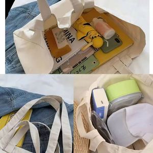 Eco Double Handle Long <b>Extra</b> <b>Large</b> Canvas Tote Bags Custom <b>Print</b> Logo Zipper Closure Versatile Commuting Work Student Class - Product Image 2