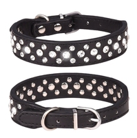 T2038 Colliers pour animaux de compagnie Rhinestones PU Leather Plain Weave Snake Pattern Metal Accessories Neck Rings Factory