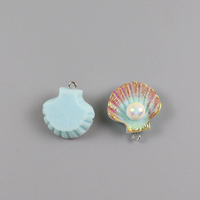 Breloques en résine en forme de coquillage, colorées, à dos plat, imitation perle, pendentifs coquillages de plage et d'océan