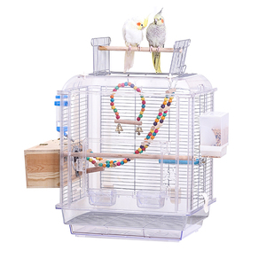 Clear Hanging <span class=keywords><strong>Bird</strong></span> House cage canaris parrot con vassoio nido di alimentazione per la casa Pet <span class=keywords><strong>Shop</strong></span> gabbia per uccelli in plastica acrilica - Product Image 1