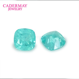 Cadermay Jewelry Synthetic Paraiba Garnet Cushion Cut Loose Stone For Jewelry Making Blue Gemstone - Product Image 1