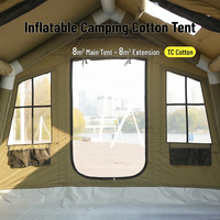 Tente de glamping gonflable professionnelle en tissu TC 8+8m², installation rapide automatique, tente d'extérieur