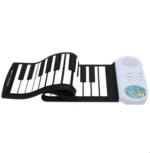 便携式折叠电子琴键盘乐器37键USB手卷钢琴音乐爱好者演奏配件