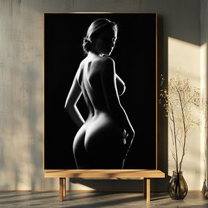 Retrato en blanco y negro moderno de mujer desnuda, tamaño personalizado, arte de pared de cristal, hogar, sala de estar, lienzo Sexy para mujer, pintura decorativa - Product Image 3