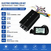 Kit Pengontrol Motor DC Tanpa Sikat 48V 60V 72V 3000W 80A dengan Layar LCD SW900 untuk Skuter Listrik, Sepeda Listrik, dan Sepeda Roda Tiga