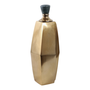 Vaso geometrico in metallo con coperchio in pietra per decorazioni da tavolo e arredamento casa - Product Image 2