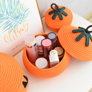 Halloween Pumpkin Storage <b>Basket</b> With Lid Cotton Rope Woven Design For Home Decor Fall Winter 2024 - Product Image 4