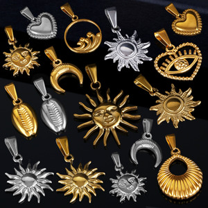 Collar con Colgante de Sol y Sonrisa Chapado en Oro de 18k, Colgante de Moda Yin Yang de Acero Inoxidable con Diseño de Sol y Luna - Product Image 6