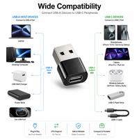Adaptateur OTG USB-A vers USB-C Mini, Convertisseur Mâle vers Femelle Type-C, Synchronisation Rapide des Données pour Ordinateur Portable, Chargeur de Voiture, iPhone 15 16, iPad